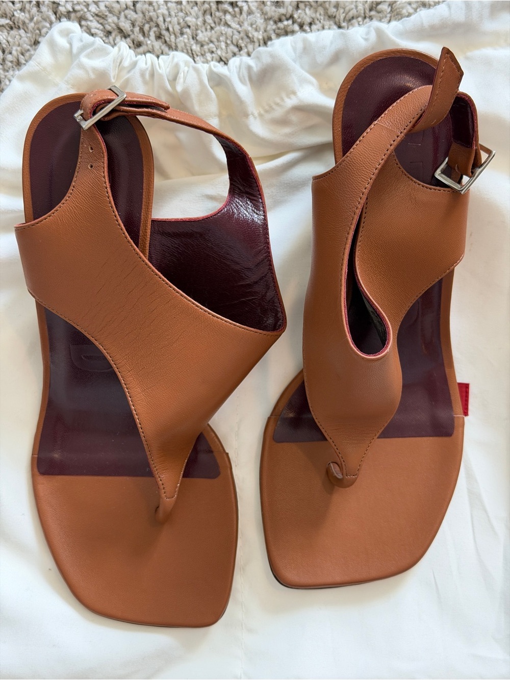 Staud Women's Tan Leather Slingback Sandals - NWOT (see photos of bottom)
